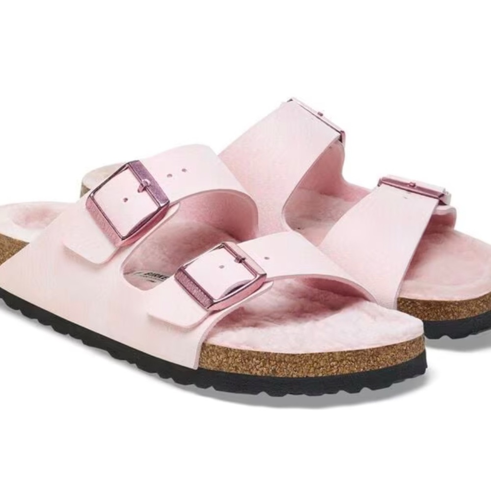 Pink Arizona Shearling Birkenstocks sz38